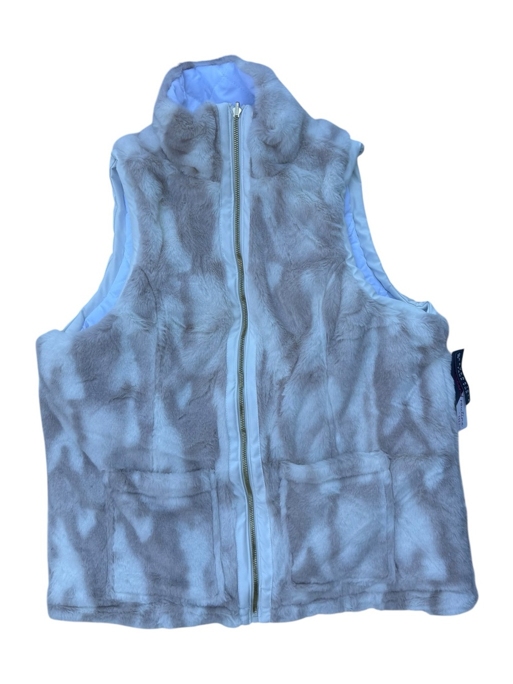 Weekend Routine by Teezher Reversible Faux Fur Plush Zip-Front Vest